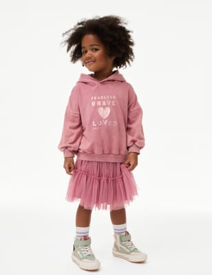 

Girls M&S Collection 2pc Fearless Hoodie and Tutu Skirt Outfit - Pink, Pink