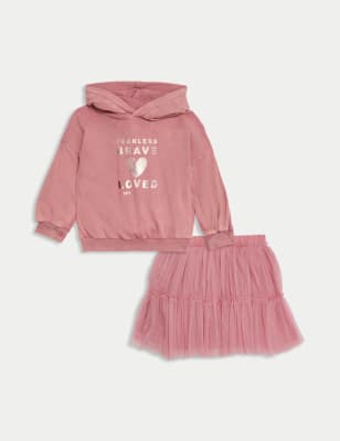 

Girls M&S Collection 2pc Fearless Hoodie and Tutu Skirt Outfit - Pink, Pink