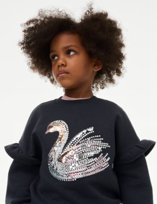 

Girls M&S Collection Cotton Rich Sequin Swan Sweatshirt (2-8 Yrs) - Carbon, Carbon