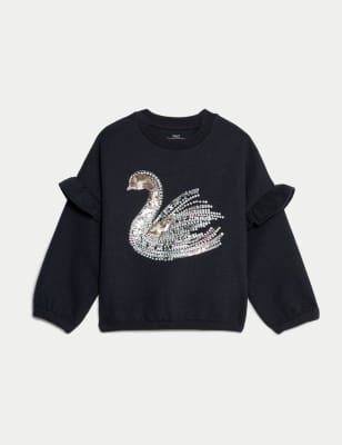 

Girls M&S Collection Cotton Rich Sequin Swan Sweatshirt (2-8 Yrs) - Carbon, Carbon