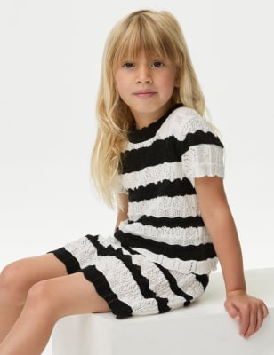 

M&S Collection Gestreiftes Outfit (Oberteil und Hose) aus reiner Baumwolle (2-8 J.) - Cream, Cream