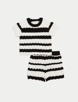 

Girls M&S Collection Pure Cotton Striped Top & Bottom Outfit (2-8 Yrs) - Cream, Cream