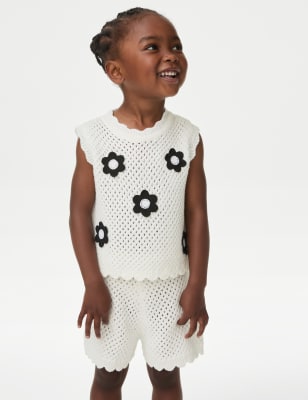 

Girls M&S Collection 2pc Pure Cotton Knitted Top & Bottom Outfit (2-8 Yrs) - Cream, Cream