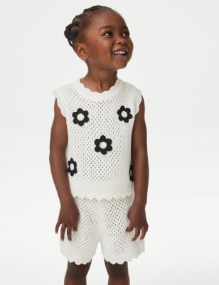 

Girls M&S Collection 2pc Pure Cotton Knitted Top & Bottom Outfit (2-8 Yrs) - Cream, Cream