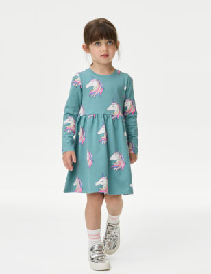 

Girls M&S Collection Pure Cotton Unicorn Dress (2-8 Yrs) - Green Mix, Green Mix