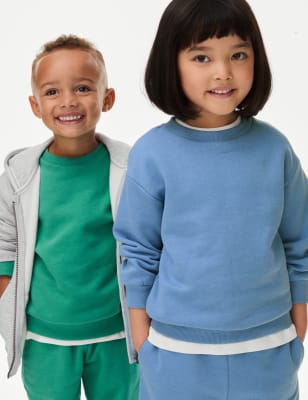 

Girls,Unisex,Boys M&S Collection Cotton Rich Plain Sweatshirt (2-8 Yrs) - Fresh Blue, Fresh Blue