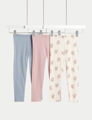 

Girls M&S Collection 3pk Cotton Rich Floral Ribbed Leggings (2-8 Yrs) - Pink Mix, Pink Mix