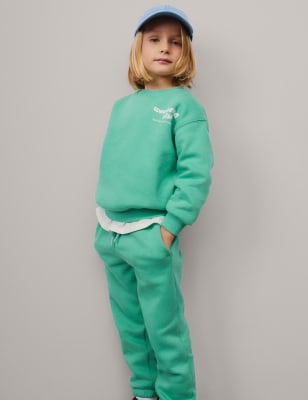 

M&S Collection Sudadera de algodón con eslogan (2-8 años) - Medium Green, Medium Green