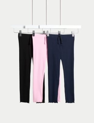 

M&S Collection 3er-Pack gerippte Leggings mit hohem Baumwollanteil (2-8 J.) - Multi, Multi