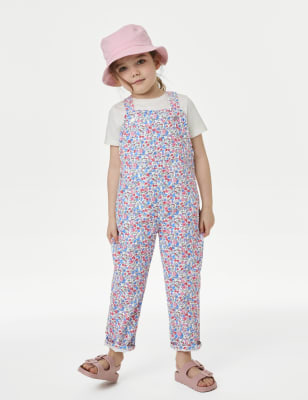 

Girls M&S Collection Denim Floral Print Dungarees (2-8 Yrs) - Multi, Multi