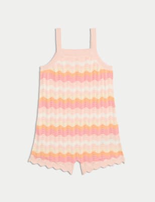 

Girls M&S Collection Pure Cotton Knitted Playsuit (2-8 Yrs) - Orange Mix, Orange Mix