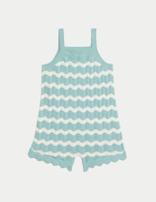 

M&S Collection Strick-Playsuit aus reiner Baumwolle (2-8 J.) - Blue Mix, Blue Mix