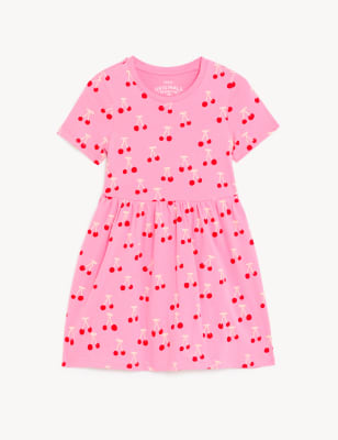 

Marks & Spencer Pure Cotton Printed Round Neck Dress (GIRLS, PINK, 3-4 Y)