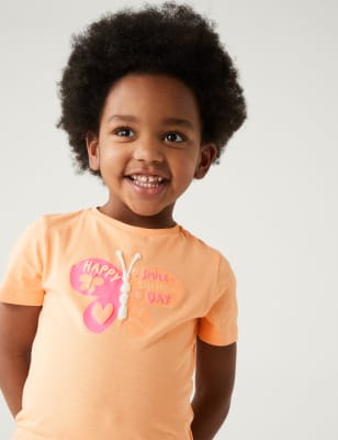 

Marks & Spencer Pure Cotton Butterfly T-Shirt (GIRLS, CORAL, 2-3 Y)