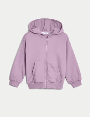 

M&S Collection Einfarbiger Hoodie mit hohem Baumwollanteil (2-8 J.) - Purple, Purple