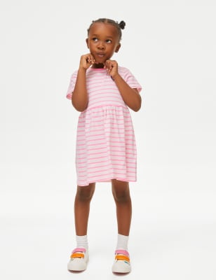 

M&S Collection Kleid aus reiner Baumwolle mit Muster (2-8 Jahre) - Pink Mix, Pink Mix