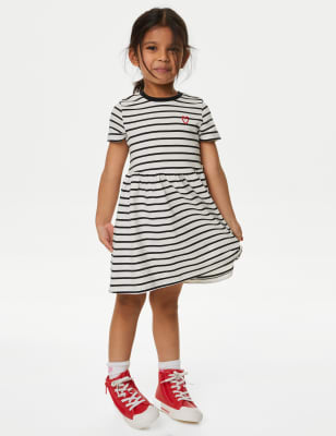 

M&S Collection Kleid aus reiner Baumwolle mit Muster (2-8 Jahre) - Navy Mix, Navy Mix