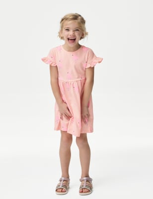 

Girls M&S Collection Pure Cotton Printed Dress (2-8 Years) - Coral, Coral