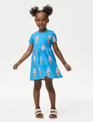 

Girls M&S Collection Pure Cotton Printed Dress (2-8 Years) - Blue Mix, Blue Mix