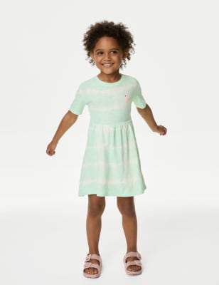 

Girls M&S Collection Pure Cotton Striped Flamingo Dress (2-8 Yrs) - Turquoise, Turquoise