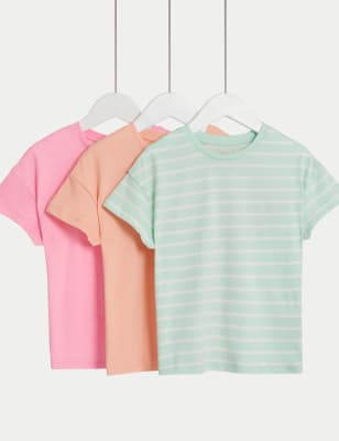 

M&S Collection Pack de 3 camisetas con algodón (2-8 años) - Multi, Multi