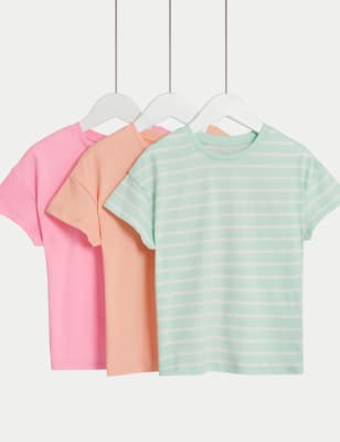 

Girls M&S Collection 3pk Cotton Blend T-Shirts (2-8 Yrs) - Multi, Multi