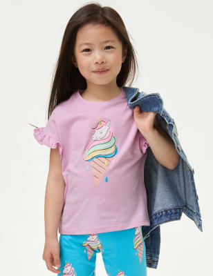 

M&S Collection Gemustertes T-Shirt aus reiner Baumwolle (2-8 J.) - Pink, Pink