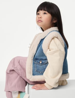 

Girls M&S Collection Denim Borg Gilet (2-8 Yrs), Denim