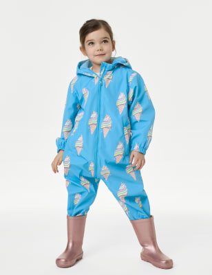 

Girls M&S Collection Hooded Colour Block Puddlesuit (2-8 Years) - Blue Mix, Blue Mix
