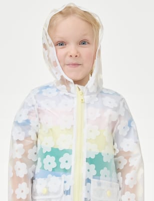 

Girls M&S Collection Floral Hooded Raincoat (2-8 Yrs) - White, White