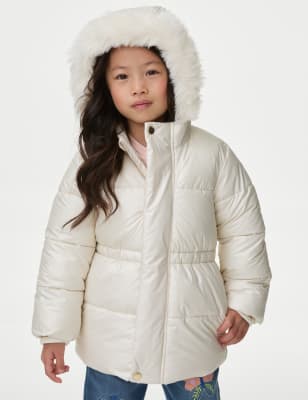 

Girls M&S Collection Metallic Borg Lined Parka (2-8 Yrs) - Cream, Cream