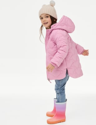 

Girls M&S Collection Hooded Heart Quilt Padded Coat (2-8 Yrs) - Pink, Pink