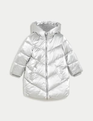 

Girls M&S Collection Hooded Padded Coat (2-8 Yrs) - Silver, Silver