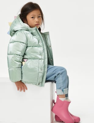 

Girls M&S Collection Borg Lined Padded Dinosaur Coat (2-8 Yrs) - Green, Green