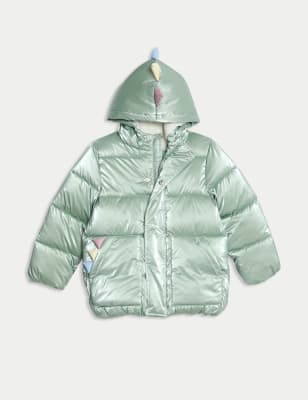 

Girls M&S Collection Borg Lined Padded Dinosaur Coat (2-8 Yrs) - Green, Green