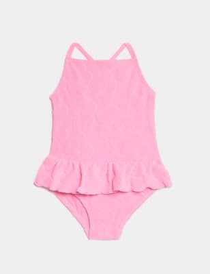 

M&S Collection Traje de baño floral texturizado con volantes (2-8 años) - Pink, Pink