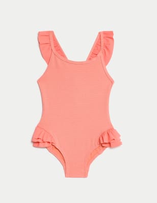 

Girls M&S Collection Textured Sparkle Frill Swimsuit (2-8 Yrs) - Coral, Coral