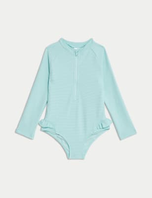 

Girls M&S Collection Textured Long Sleeve Swimsuit (2-8 Yrs) - Light Aqua, Light Aqua