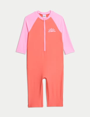 

Girls M&S Collection Colourblock Long Sleeve All In One Swimsuit (2-8 Yrs) - Multi, Multi