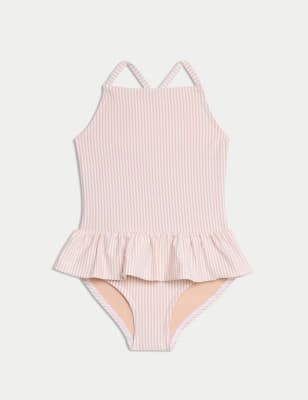 

Girls M&S Collection Stripe Frill Swimsuit (2-8 Yrs) - Orange Mix, Orange Mix