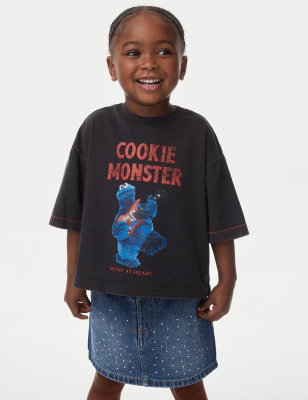 

M&S Collection T-Shirt aus reiner Baumwolle mit Cookie Monster™ (2-8 J.) - Carbon, Carbon