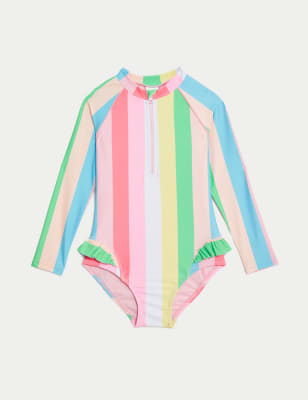 

Girls M&S Collection Printed Frill Long Sleeve Swimsuit (2-8 Yrs) - Multi, Multi