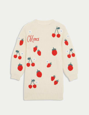 

Girls M&S Collection Cotton Blend Fruit Knitted Dress (2-8 Yrs) - Ecru Mix, Ecru Mix