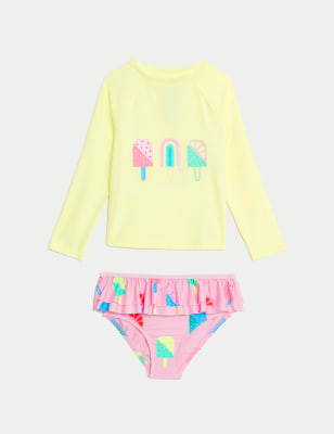 

Girls M&S Collection 2pc Ice Cream Long Sleeve Swim Set (2-8 Yrs) - Yellow, Yellow