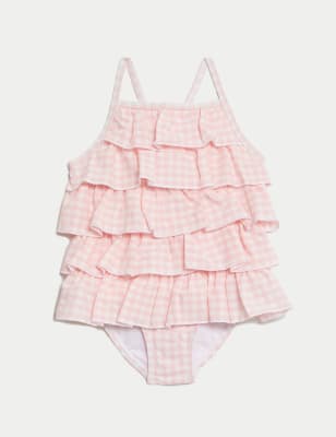 

Girls M&S Collection Seersucker Gingham Frill Swimsuit (2-8 Yrs) - Pink Mix, Pink Mix