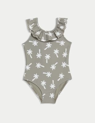 

M&S Collection Badeanzug mit durchgehendem Palmenmuster (2-8 J.) - Green Mix, Green Mix