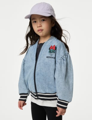 

Girls M&S Collection Cotton Rich Minnie Mouse™ Bomber Jacket (2-8 Yrs) - Denim, Denim