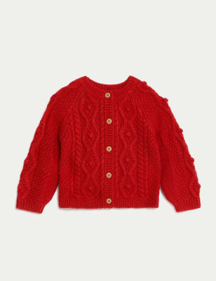 

Girls M&S Collection Cable Knit Cardigan (0-8 Yrs) - Red, Red