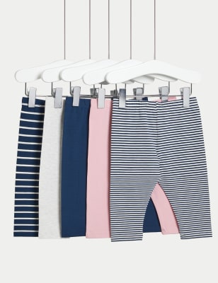 

M&S Collection Pack de 5 leggings de algodón (0-3 años) - Multi, Multi