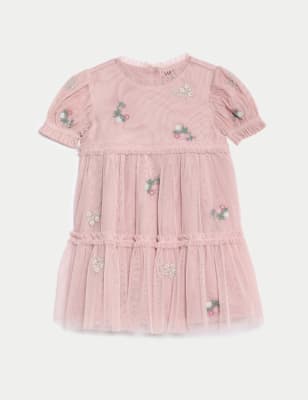 

Girls M&S Collection Floral Embroidered Tulle Dress (0-36 Mths) - Pink, Pink